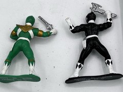 Vintage 1993 Mighty Morphin Power Rangers Black and Green PVC Bandai Figures