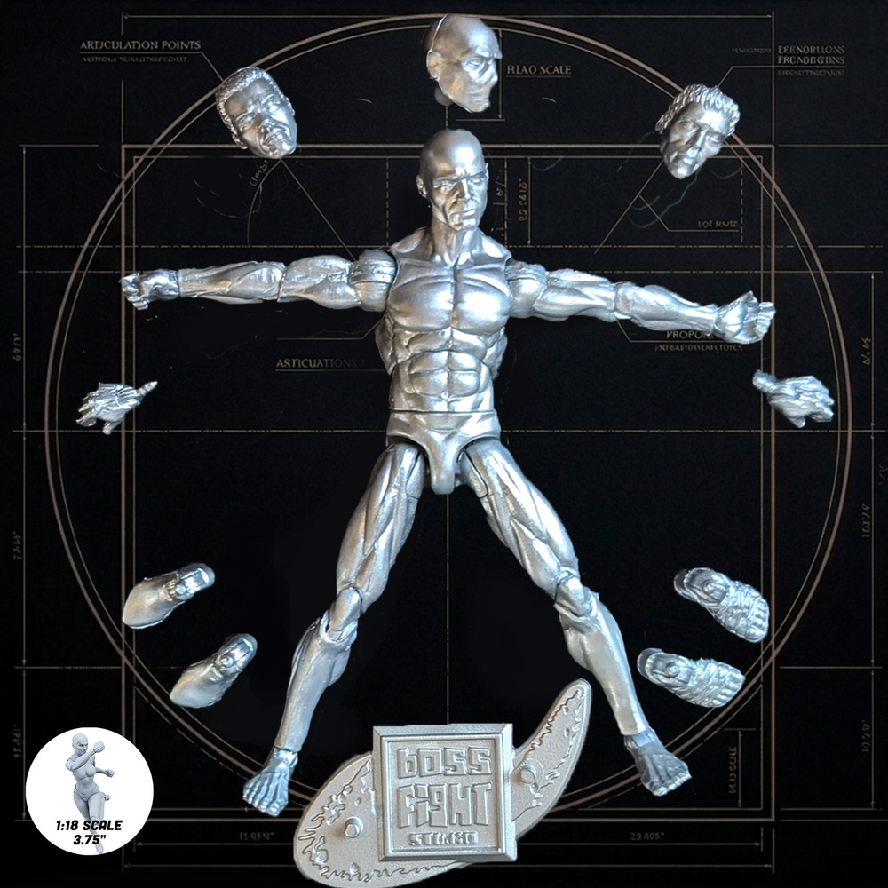 Vitruvian H.A.C.K.S. Character Blanks Chrome Male 1:18 Scale Action Figure
