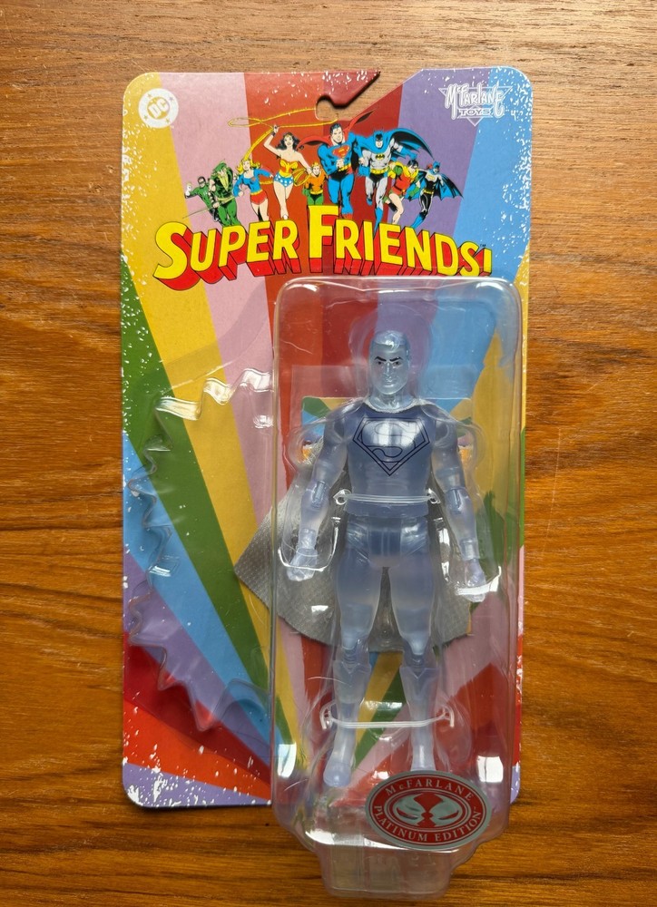 McFarlane Toys Retro SUPER FRIENDS Red Platinum CRYSTALLIZED SUPERMAN Figure NEW