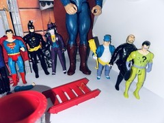Vintage Lot of Superman Batman Robin Etc Action Figures DC Comics Toys