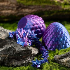 Easter Gift 3D Printed Dragon w/Egg Crystal Dragon Fidget Toys Full Articulated