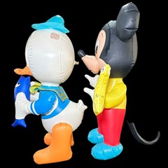 Mickey Mouse & Donald Duck 23″ Inflatable Blow-Up Toys Disney VtG 1960s
