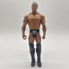 Mattel WWE The Rock Basic Action Figure Black Trunks Bull Logo 2011