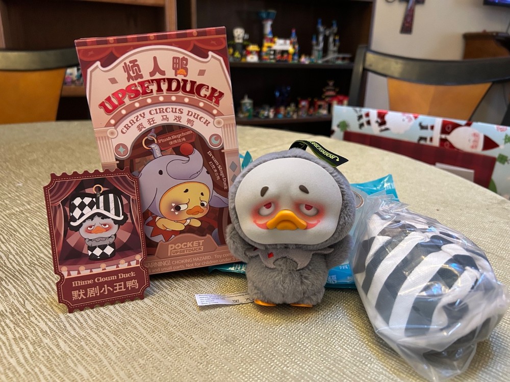 Upset Duck Crazy Circus Duck Plush Keychain – Mime Clown Duck