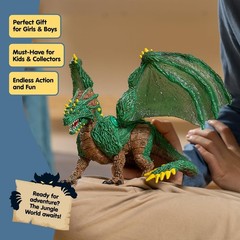 Jungle Dragon Toy – 11″ Movable Wing Action Figure – Mythical Creature Figurine