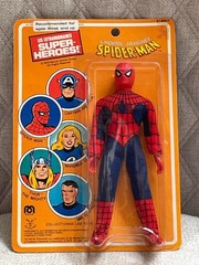 VINTAGE 1979 MEGO PIN PIN TOYS 8″ SPIDERMAN ACTION FIGURE NEW ON CARD NEAR MINT