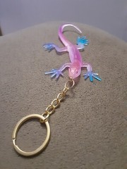 Lizard Keychain Pink Blue Toy PVC Figure Doll Kids Toys Party Gifts Bag Clip