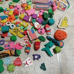 Lot Of Vintage Erasers 1990s Veggie Tales, Aliens, Hearts, Moons, Trees