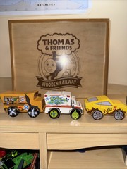 WOODEN DISNEY CARS PIXAR ! FRITTER DR DAMAGE CRUZE ! Crazy 8 Wood McQueen