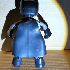 Batman Plastic/Rubber Action Figure Gray Black Suit Yellow Belt with Cape Flex.