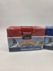 Fisch 4-Pack Microfigure Tacklebox, Red, Blue, And Green Box