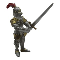 2003 Schleich Germany Silver & Gold Knight w Sword – Red Plume