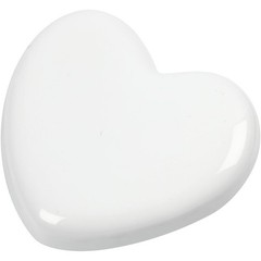 Heart, size 6,5×6,5 cm, thickness 10 mm, white, 1pc
