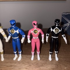1995 Power Rangers Toy Figure Lot Saban VtG MMPR White Pink Blue Black 4 Inches