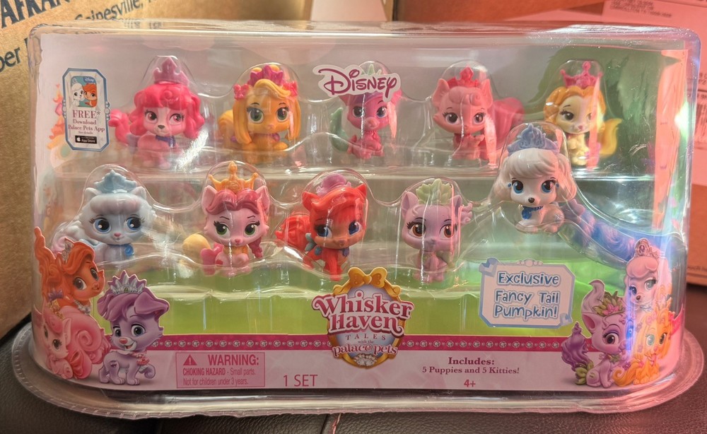Disney Whisker Haven Palace Pets Set Of 10 Fancy Tail Pumpkin 2016 Retired NIB