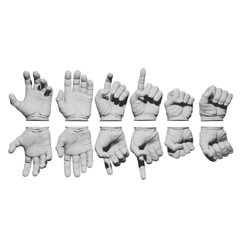 1/12 Scale Hands: Leather Gloved (Multiple Color Options)