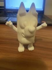 3D Printed Mini Bluey. Solid White Color. 89mm Tall.