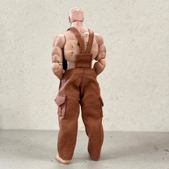 PB-OVLPT-BRN: 1/12 scale Brown fabric Overall for 6″ muscular body