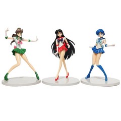 5PCS Sailor Moon Anime Figures Usagi Rei Ami Minako PVC Model Set