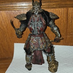 Fantasy Demon Warrior Armored Action Figure, Plastic, Black/Gold/Red, Sword