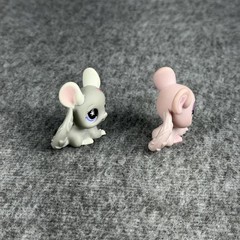 Hasbro Littlest Pet Shop 495 630 Chinchilla Figures Lot 2 Gray Pink 2007 LPS