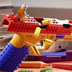 Building Block Pistol Shell Ejecting Continuous Firing Soft Bullet Toy Gun Gift
