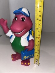 Vtg 1992 Lyons Group 7″ Barney Purple Dinosaur Coin Piggy Bank Back to School