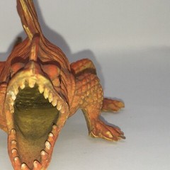 Vintage Plastic Rubber Toy 1970’s Chinasaur Hollow Yellow Orange Spinosaurus