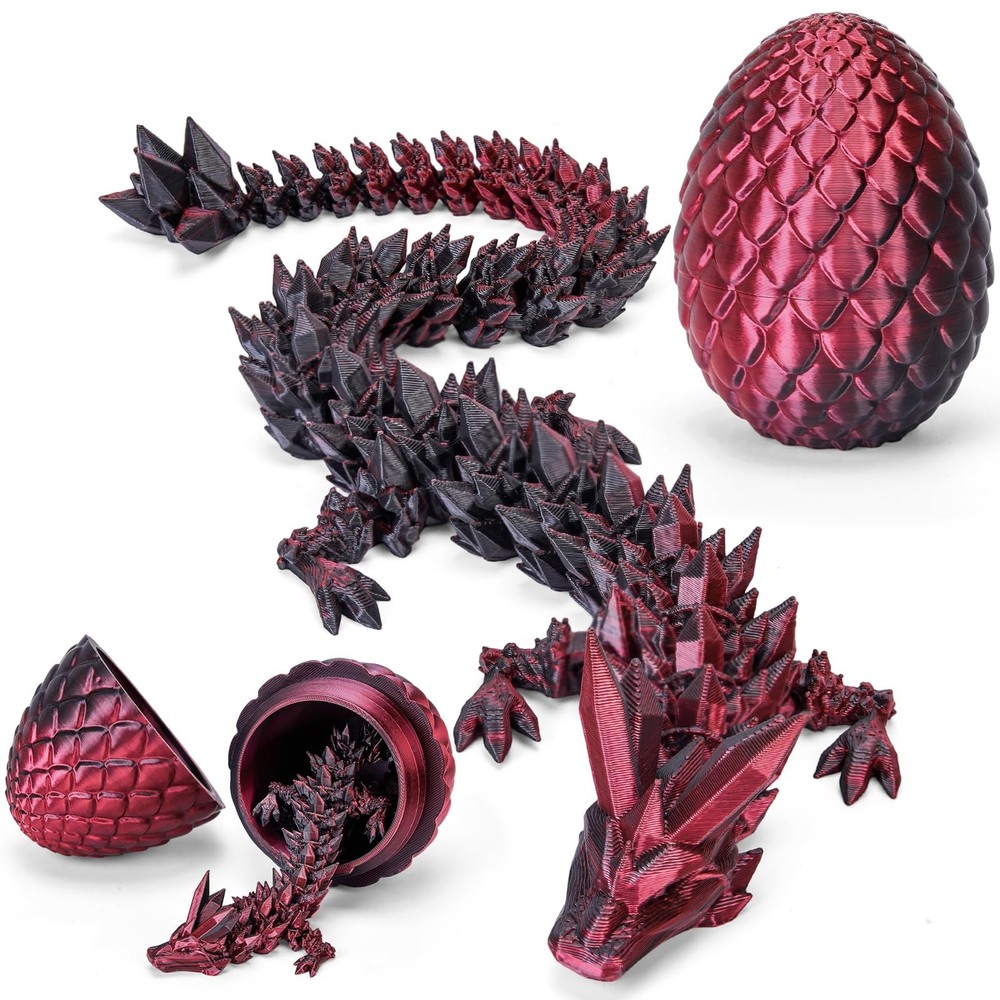 12″ 3D Printed Dragon Egg, Cool 3D Printer Articulated Crystal Dragon Toys fo…