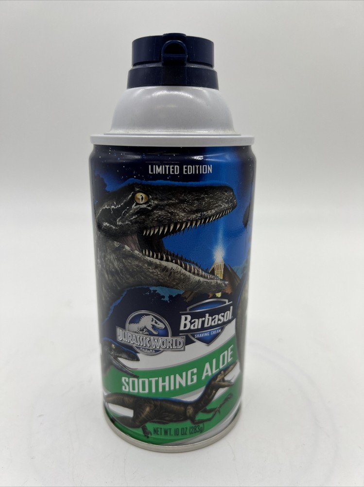 Jurassic World Limited Edition Barbasol Shaving Cream Smoothing Aloe 10 oz