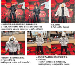 BW-YJ-JKT-WHT: 1/12 white zipper hoodie for Bandai SHF Yuji Action Figure