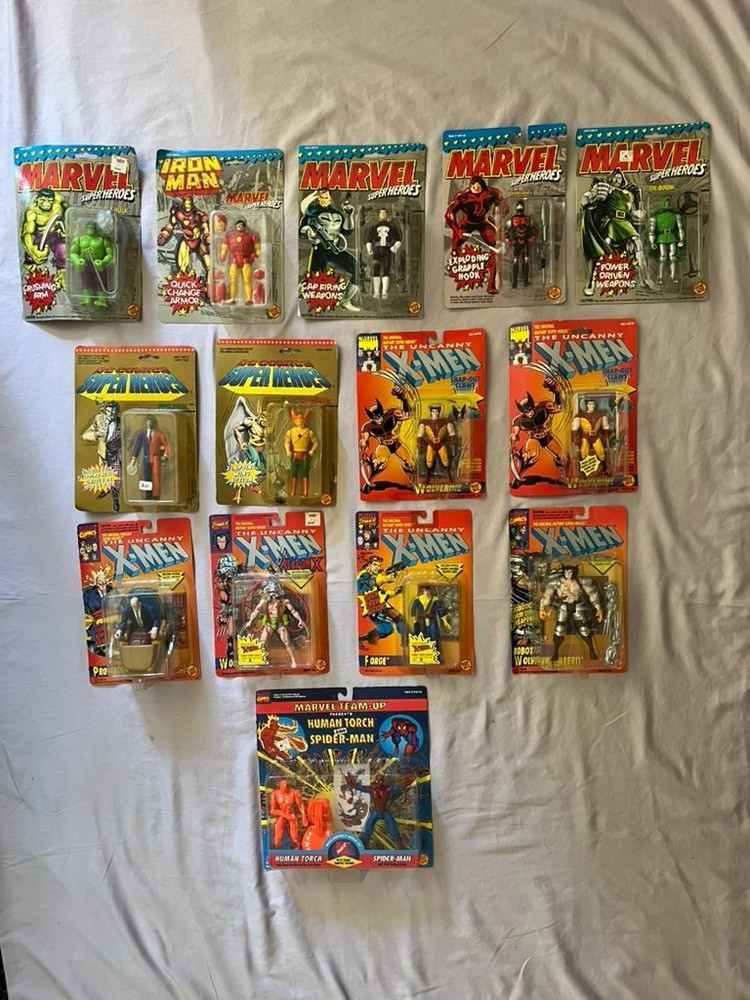 Vintage 1989-1990s Toy Biz Marvel & DC Super Heroes Action Figures Lot of 14