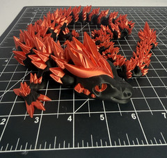 3D Printed Crystal Dragon -PLA- Black and Red – 2 Ft Long – Articulated dragon