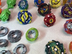 Lot of 20 Beyblade Tops Hasbro Collection Plus Rip Cords And Launchers