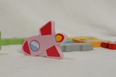 Wooden Pieces (11) Toddler Toys Yacht Truck Bus Car Plane Rocket Scooter Shapes