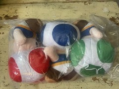 Nintendo Super Mario Red Blue & Green Toad Stool Plush Lot 8” w/ Suction Cups