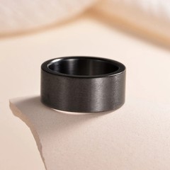 Simple Design 10MM Wide Stainless Steel Rings For Men Women Black/Gold