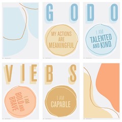 Fun Express Good Vibes Motivational Teen Cardstock Wall Mural Set – 17 Pcs