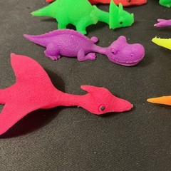 Set Of 9 Dinosaur Slingshot Rubber Silicone Stretchy Play Toys Neon Colors