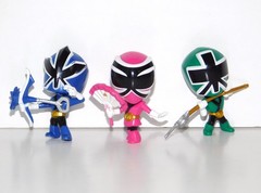 Lot 3 Power Rangers SUPER SAMURAI SMASH Mini Battle Figures Blue Green Pink