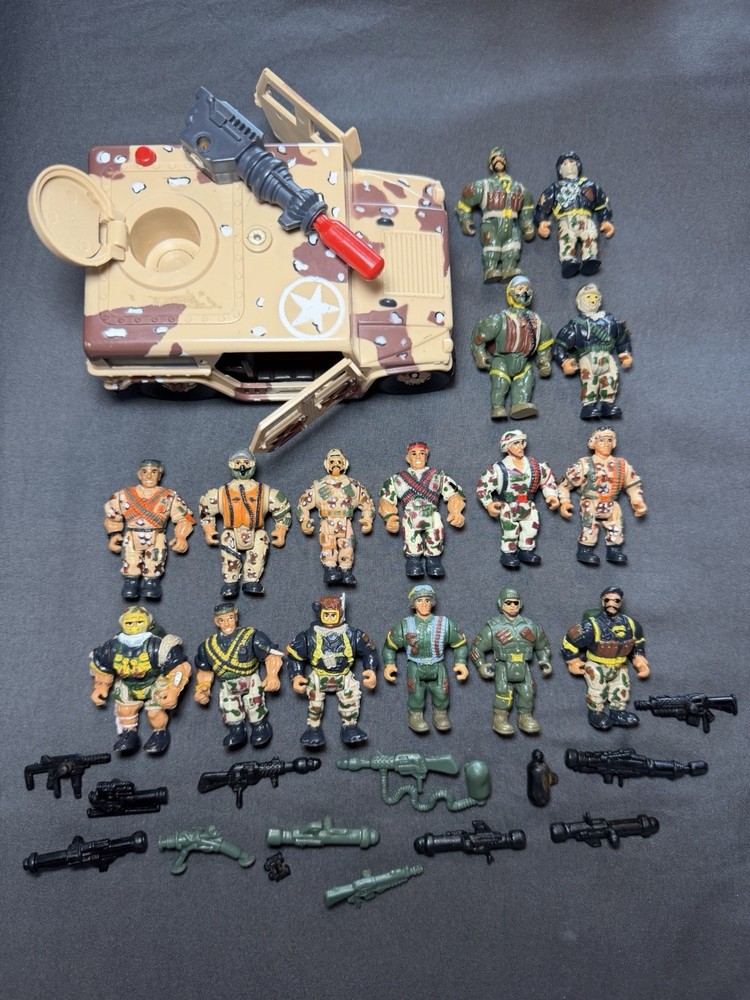 Military Muscle Men 1993 Original San Francisco Toymakers LOT W/ Weapons Hummer