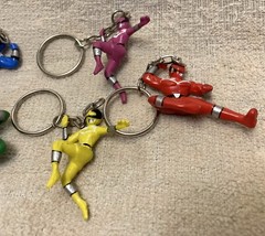 Set 5 Time Force Power Rangers Keychains 2001 Saban Red Yellow Blue Green Purple