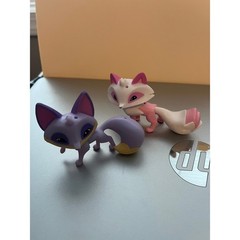 Animal Jam Adopt A Pet Fox Figures Purple and White Pink Set of 2 Collectibles