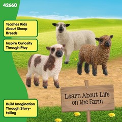 Farm World – Sheep Friends Playset – 3 Realistic Sheep Figurines – Cute Farm …