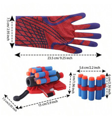 Spider Gloves Web Shooter Toy For Kids (15 Darts), Kids Plastic Cosplay Launcher
