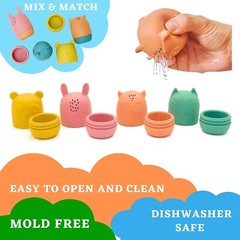 Mold Free Silicone Bath Bathtub Toys, Baby 6-12 Months, Toddlers 1-3, Non Toxic