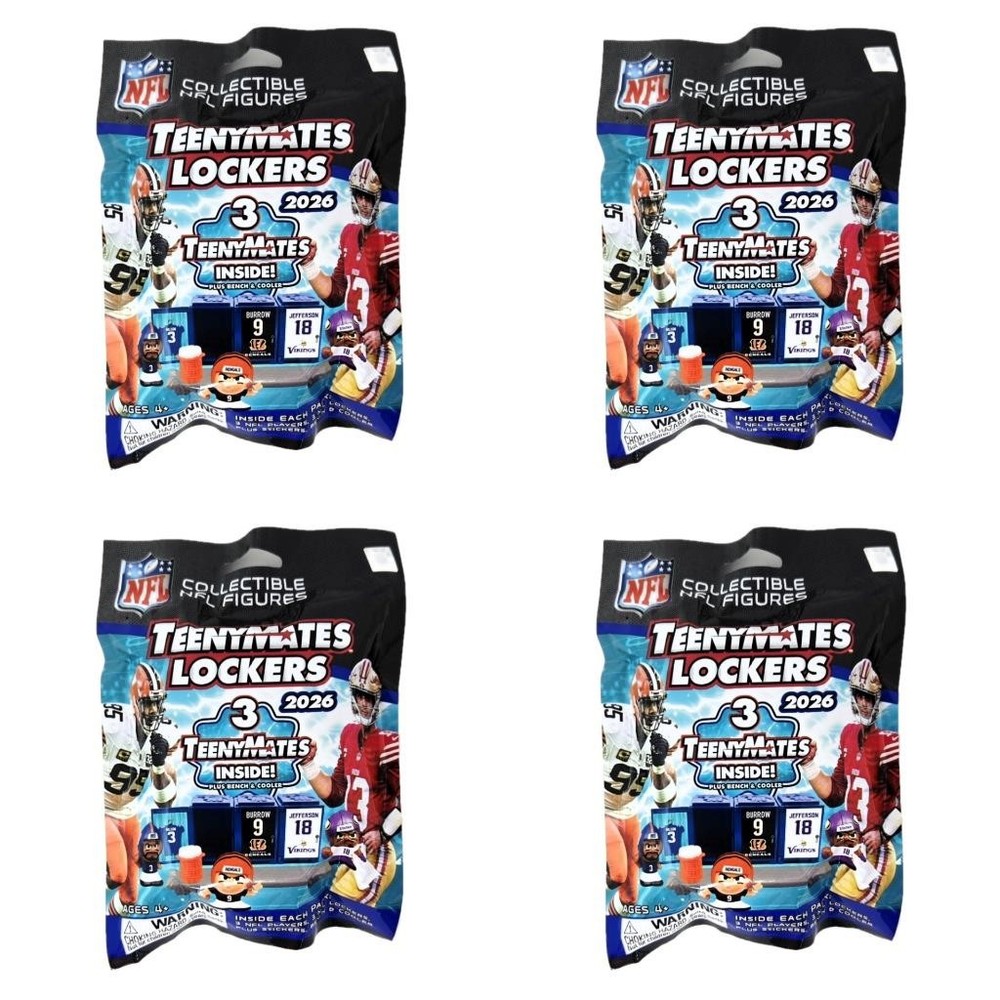 TeenyMates NFL Lockers 2026 Series 14 Players Mini Figures – Lot of 4 Blind Bags