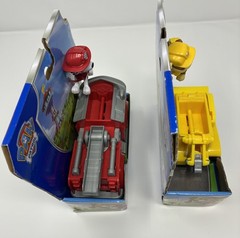 Lot 2 NIB Paw Patrol Vehicle, Action Figure Rubble Bulldozer Marshall Fire Truck
