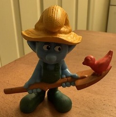 Vintage Smurf Farmer 2011 Peyo McDonalds TV Movie Character Toy 2.75” New