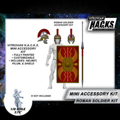 1:18 Scale Roman Soldier Mini Gear Kit (Roman Shield, Sword-Spear Pack for 3.75″